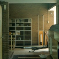 School, Hilversum. Scan of slide taken by author. Many of the schools were closed when I visited but I was able to take photographs through windows and doors.