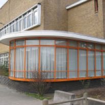 School, Hilversum. Projecting bay window.